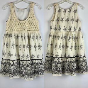 Anthropologie Paper Crane Dress S White Black Knit